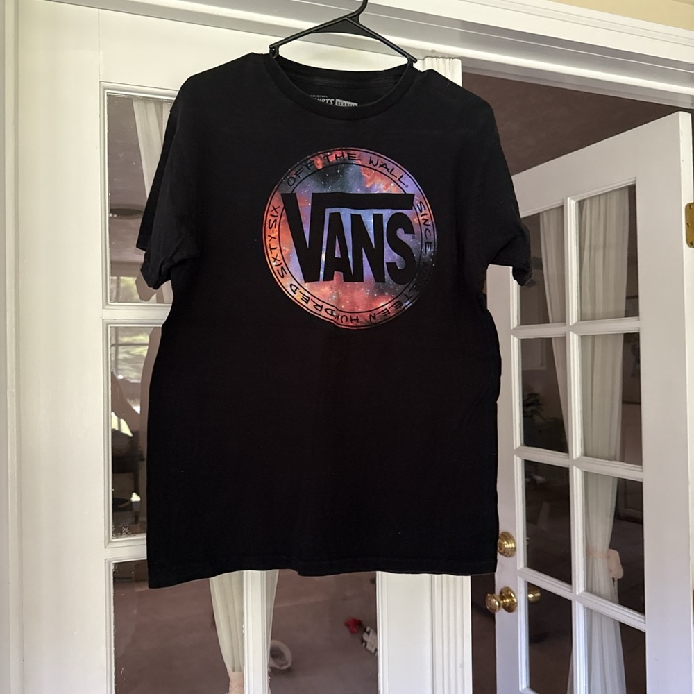 Vans Black Short Sleeve Tee with Multicolor Logo